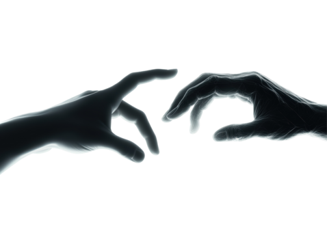 Isolated Two Hands Reaching - Powered by Adobe