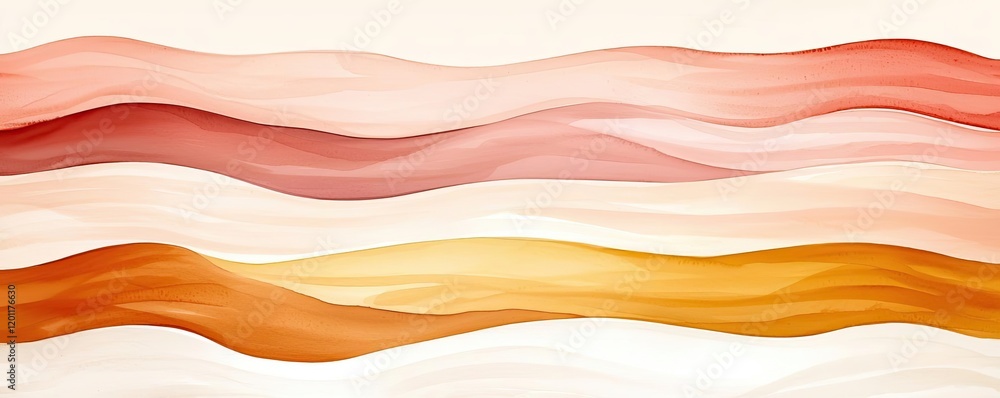 Poster dry watercolor concept. abstract wavy lines in warm tones create a smooth, flowing visual background
