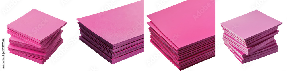 Aufkleber stacks of pink paper sheets arranged neatly on a modern minimalist workspace the desk surface is cle
