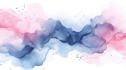 Obraz premium Dry watercolor concept. A beautiful blend of pink and blue watercolor waves on a white background.