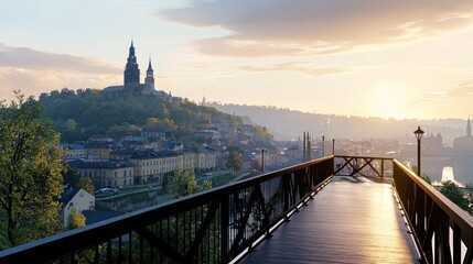 Sunrise Cityscape from Hilltop Viewpoint