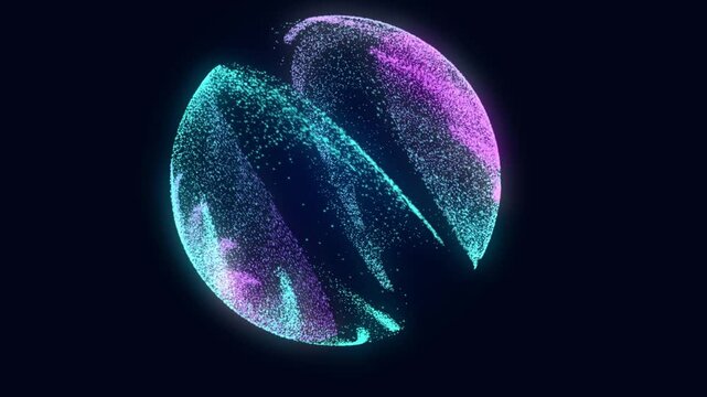 Sphere with connecting points. Global Connection Technology. The accumulation of information. 3D rendering. Seamless loop.