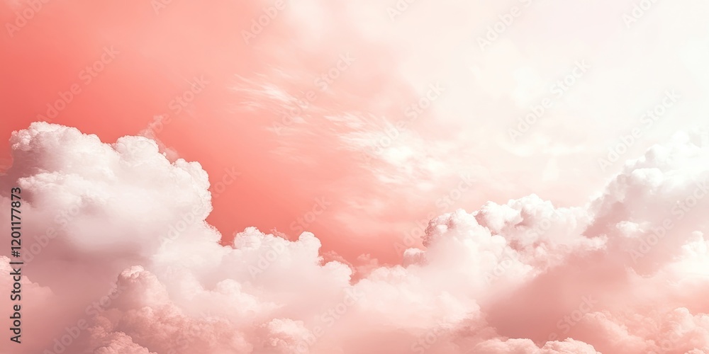 Aufkleber pastel soft coral pink abstract background with blurred clouds softly merging into light hues creati