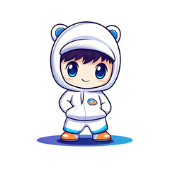 Obraz premium Cute cartoon character in bear hoodie digital art whimsical style playful concept