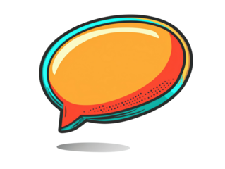 Isolated Orange Speech Bubble with Red Outline