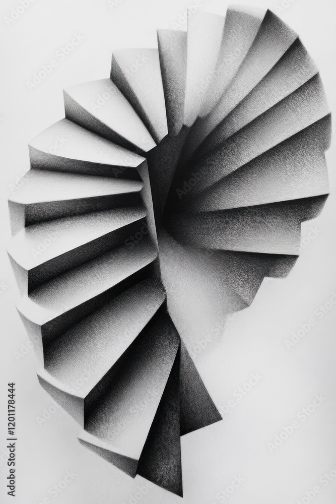 Poster spiraling staircase design modern architecture artwork minimalist space abstract view elegant form