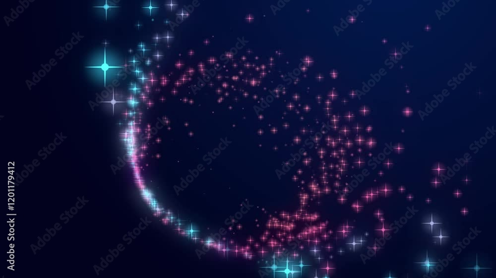 Poster Abstract digital background of moving particles. Information space flow. Big data visualization. 3d rendering