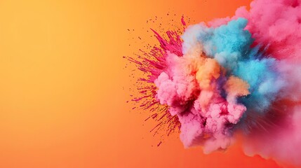Explosion watercolor idea. Vibrant explosion of colorful powder creating a dynamic visual effect against a gradient background.