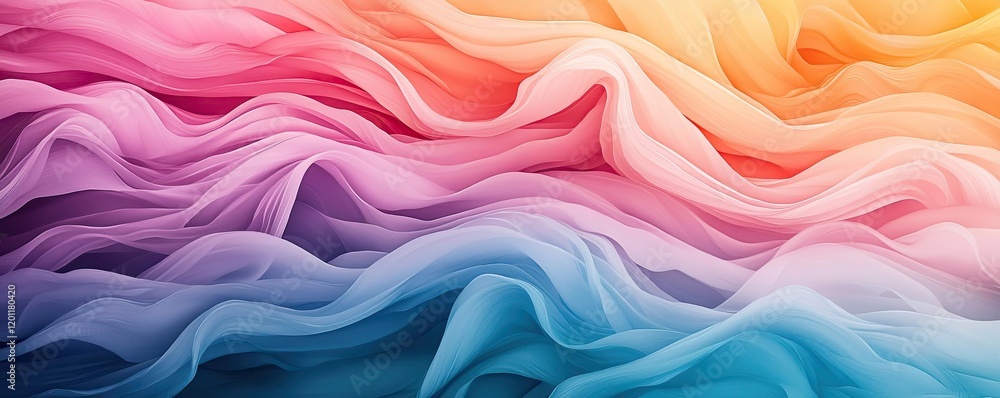 Poster fluid watercolor concept. abstract fabric waves in vibrant colors create a mesmerizing fluid effect.