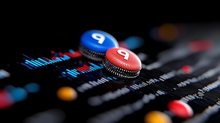 Abstract Stock Market Data Visualization with Colorful Buttons