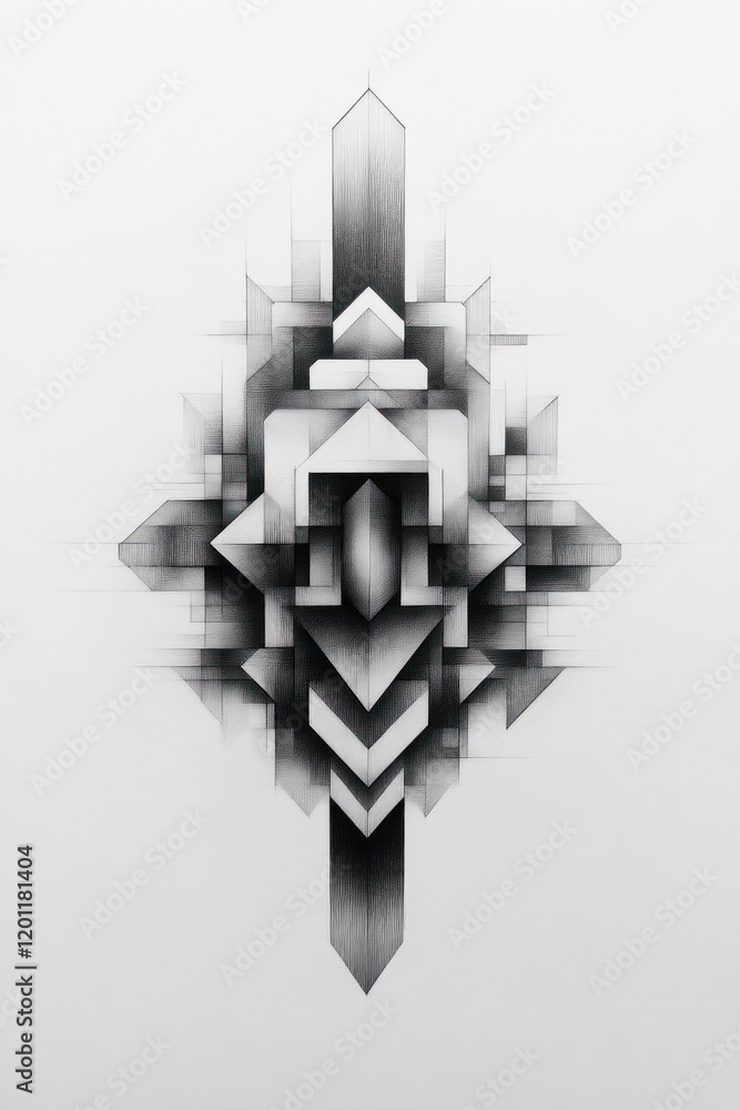 Poster geometric art displaying architectural elements gallery space digital artwork minimalist environment