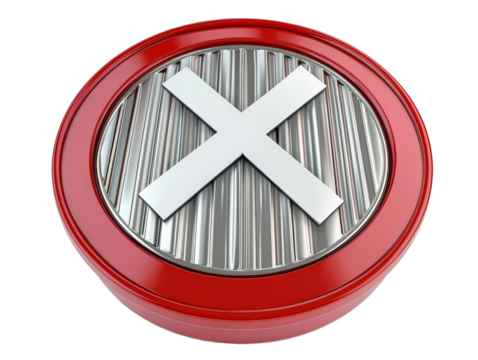 Isolated Red and Silver Cross Button