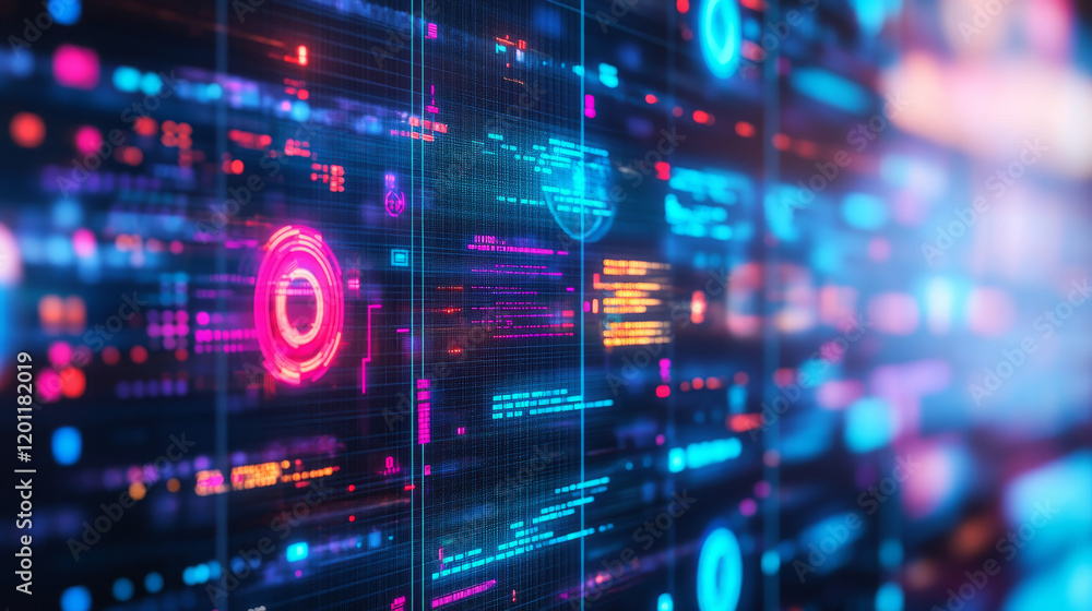 Poster hud circle futuristic hologram on digital screen, circular graphs dashboard, vector display. hud con