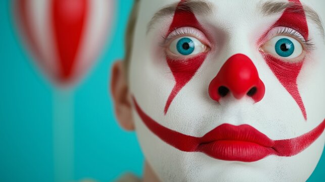 Portrait of clown with scary expression 