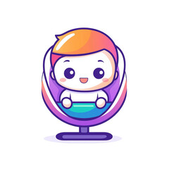 Obraz premium Child playing in a colorful swing indoor playground digital illustration cheerful environment engaging viewpoint