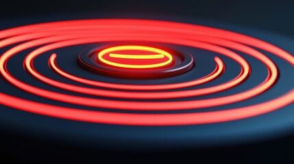 Fototapeta premium Artificial intelligence, SIEM concept, A close-up view of concentric red light rings on a dark background, creating an intriguing visual effect.
