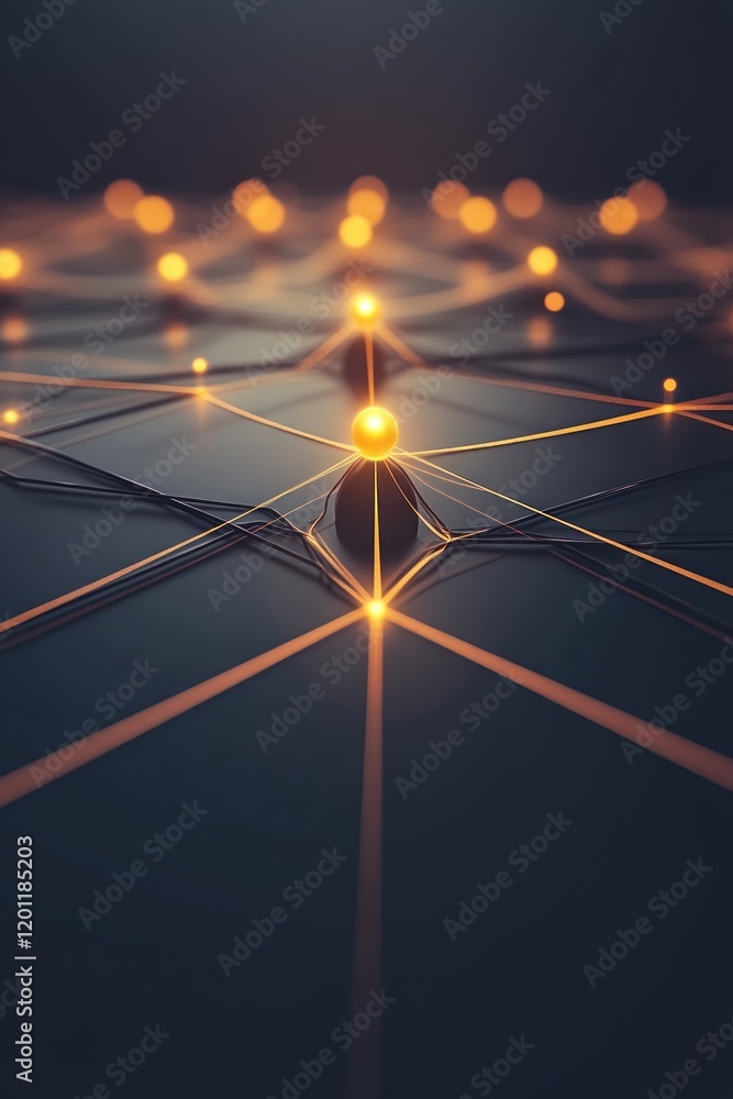 Aufkleber illuminated network connections abstract digital space high-quality image dark environment close-up 