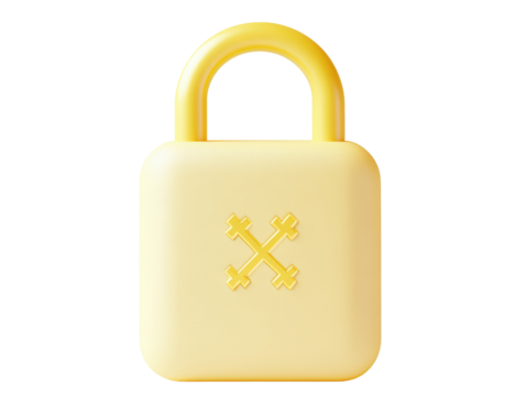 Isolated Yellow Padlock with Crosses
