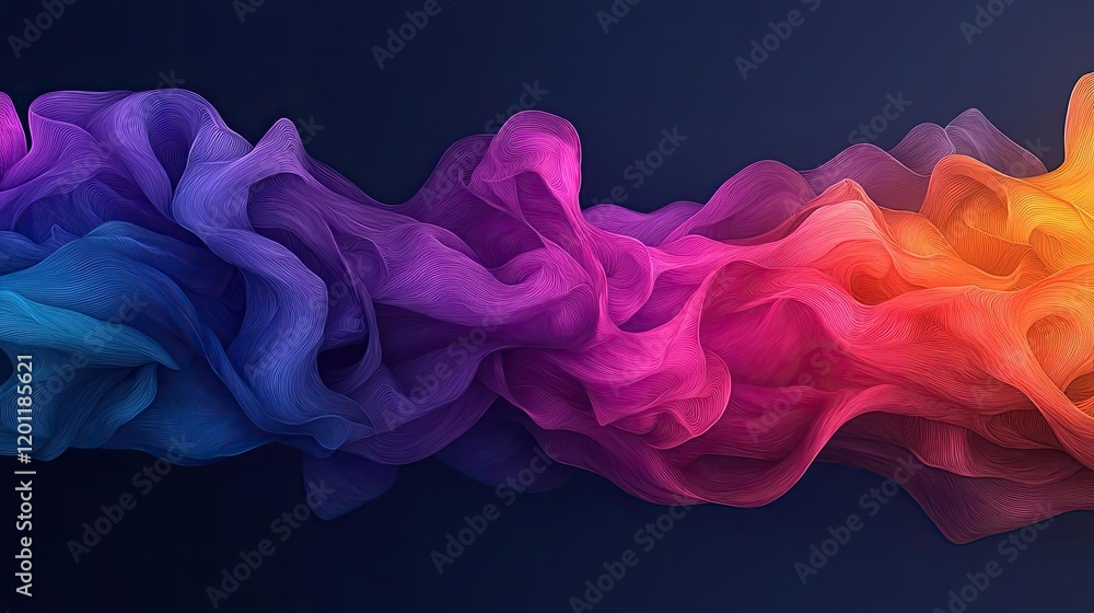 Poster fluid watercolor concept. a vibrant wave of colorful fabric flowing smoothly, creating a dynamic vis