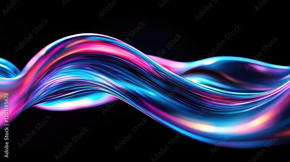 Poster fluid watercolor concept. abstract colorful wave with vibrant shades and smooth flowing lines on a d