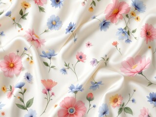 Smooth and elegant texture of satin silk fabric with pattern. 
