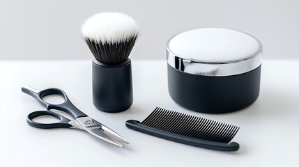 Men's Grooming Kit with Shaving Brush, Cream, Scissors and Comb