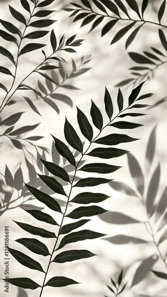 Poster delicate leaves create intricate shadows against a soft background