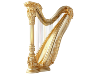 Isolated Golden Ornate Harp