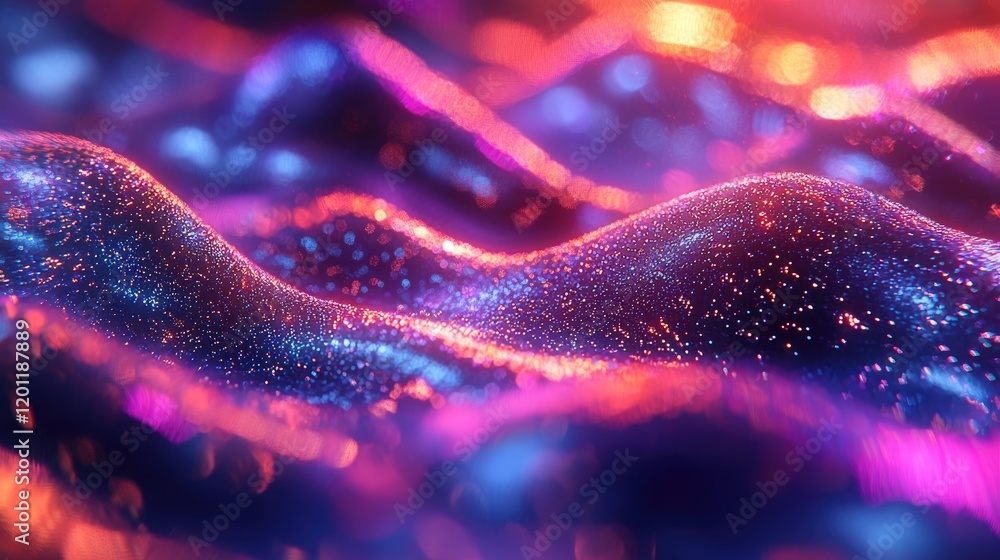 Aufkleber abstract neon waveform glowing particle fields