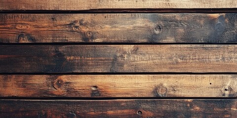 Vintage wooden planks with rich brown tones and defined grain patterns, arranged horizontally to create a rustic textured background.