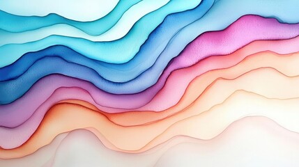 Fluid watercolor concept. Colorful wave patterns in soft pastels create a soothing visual impact.