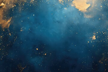 Fototapeta premium A luxurious background of gradient blue tones blended with shimmering gold flecks for a high-end aesthetic.