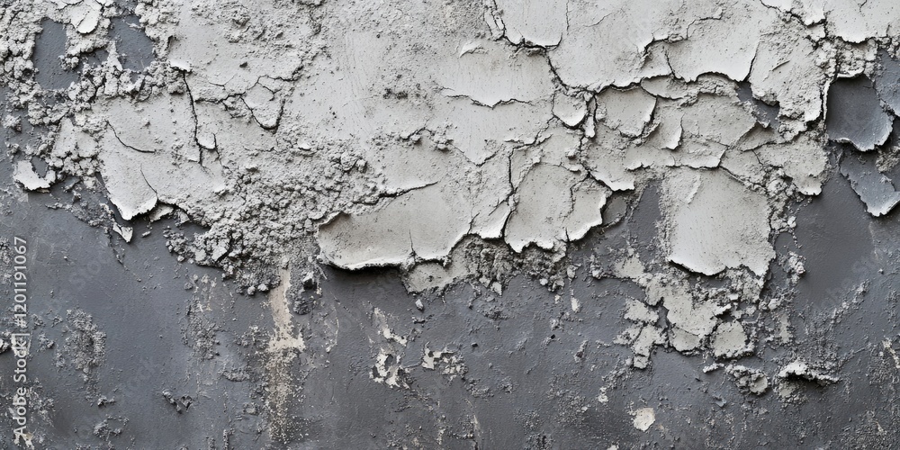 Poster aged cracked plaster texture in shades of gray and white with rough surface details ideal for backgr