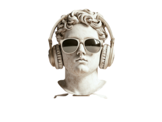 Isolated Bust with Headphones and Sunglasses