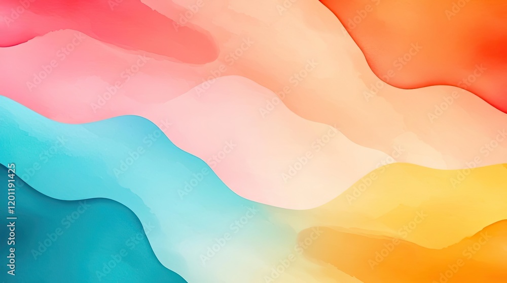 Poster fluid watercolor concept. colorful abstract background with flowing waves and soft gradients in vibr
