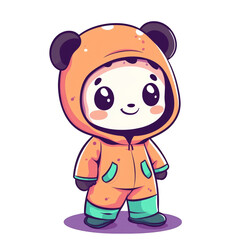 Adventurous panda character in cute outfit digital art cartoon style whimsical environment cheerful concept