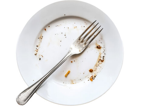 Isolated Dirty Plate with Fork