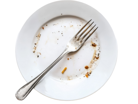Isolated Dirty Plate with Fork