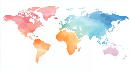 Obraz premium Watercolor World Map: A Global View in Pastel Hues