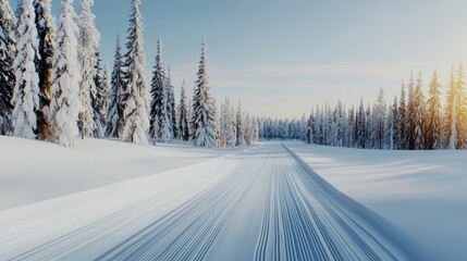 Obraz premium Snowy Forest Path