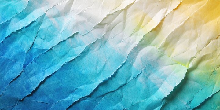 Gradient texture of crumpled aged paper featuring shades of white blue and cerulean with soft orange highlights in an abstract arrangement - Powered by Adobe
