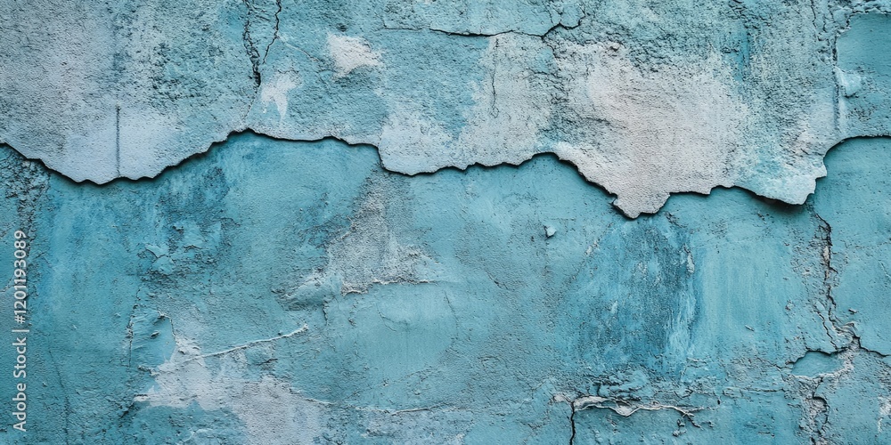 Poster textured turquoise wall with peeling areas and subtle variations, featuring irregular shapes and a w