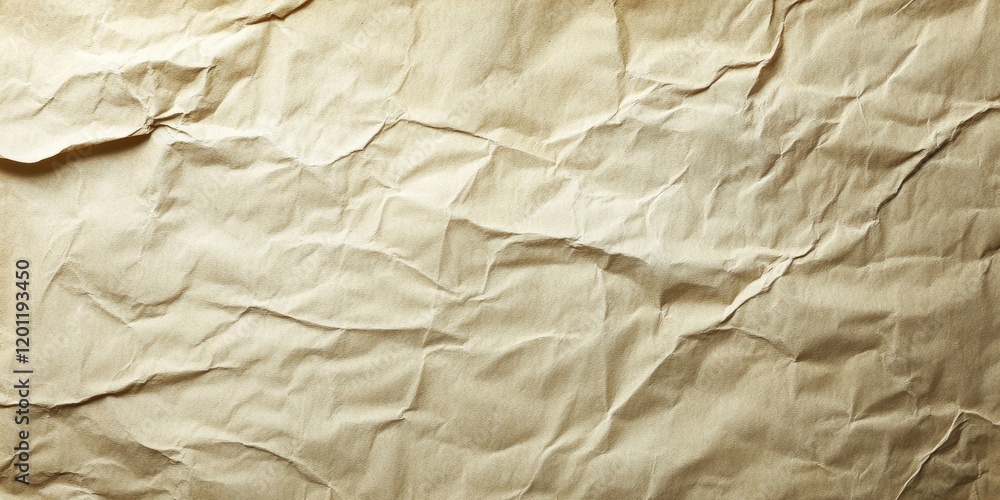 Poster textured aged ecru paper with intricate creases in warm beige tones ideal for vintage-themed design 