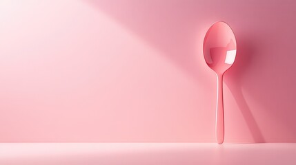 Abstract Metal Spoon in Minimalist Style on White Background - Modern Kitchen Utensil with Space for Text or Design Needs