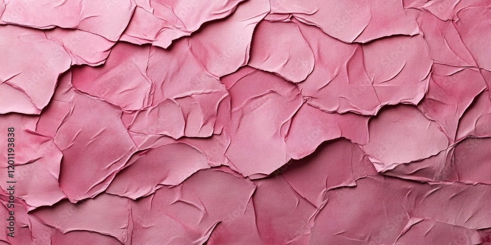 Poster textured pink paper background with crumpled layers in soft gradients, showcasing deep pink shades a