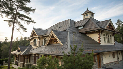 The roof of the house is very beautiful,construction, development, dream
