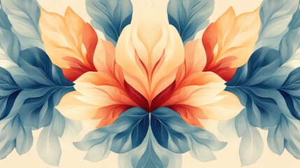 Fototapeta premium Beautiful Symmetrical Floral Pattern Design with Soft Pastel Colors