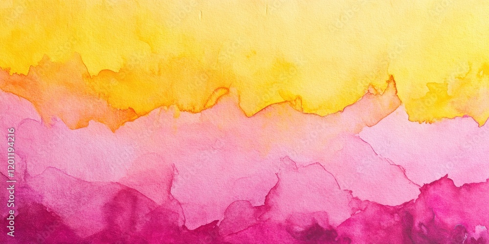 Poster watercolor background featuring a gradient of canary yellow at the top blending into fuchsia and sof