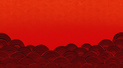 Chinese new year red background design with traditional Chinese wave patterns