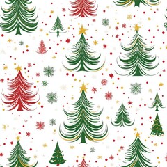 Obraz premium Festive Christmas Wallpaper Pattern – Elegant Holiday Design with Classic Seasonal Elements for a Joyful and Warm Atmosphere